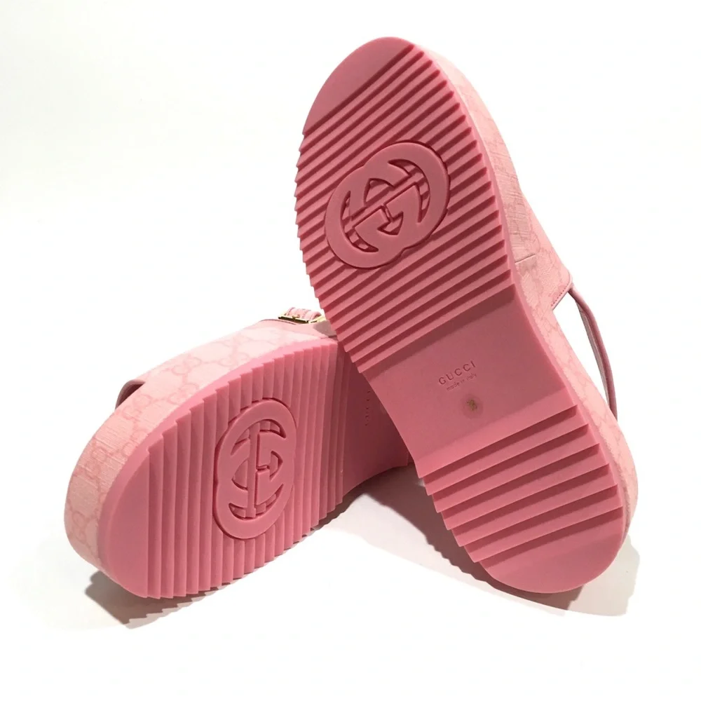 GUCCI GG SUPREME PLATFORM SLINGBACK SANDAL -COTTON CANDY PINK -WOMEN’S US 8 -NIB - Picture 11 of 11